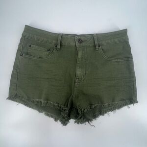 Bullhead Denim Company Green High Rise Cut Off Jean Shorts Size 11 Junior’s